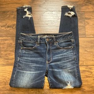 American Eagle Hi Rise Jegging Super Stretch Women’s Sz 6R Distressed
